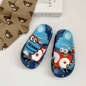 Summer 2025 Dinosaur Themed Boys Slippers Indoor Outdoor Anti Slip Soft Bottom Flat Sandals Cartoon Design Toddler Footwear
