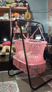 Duyan Baby Swing with Steel Frame Indoor & Outdoor Use Sturdy Metal Bracket Detachable Cradle | Portable Infant Hammock