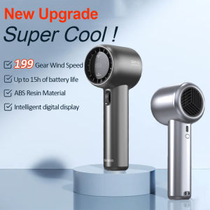 Mini Fan Portable Recchargeable Handheld Fan 199 Level Adjustment Visual Wind Speed Power Display Powerful Cooling High Speed Electric Fan Long Battery Life Silent and Strong Wind Desktop Pocket fan For Travel Camping Work Outdoor Sports Gifts