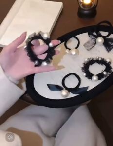 Set 5 Dây buộc tóc ĐÍNH NGỌC TIỂU THƯ nữ thun co dãn hình nơ đính phụ kiên tóc thun cột tóc