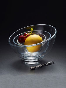 2025 New Transparent Glass Sloped Edge Bowl Fruit Plate Elegant Small Candy Storage Box High Aesthetic Value Home Use
