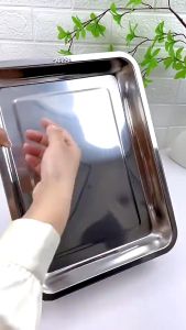 CES Buy 1 Take 1 Stainless Steel Rectangle Tray - Durable & Rustproof Large Family Serving Tray for Party Restaurant Home Use