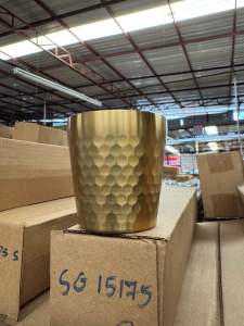 (1แพคได้6ใบ “ตกไม่แตกใช้ได้นาน” มีคลิปรีวิว) แก้ว แก้วน้ำ วัสดุสแตนเลส2ชั้น ลายเพชร สีทอง fofo sg15175g ความจุ175ML สินค้าพร้อมจัดส่ง (1456411236))