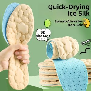 Ice Silk Shoe Insoles Mens Womens Thin Summer Breathable Absorbent Deodorant Cool Feeling Hole Hole Shoes Accessories