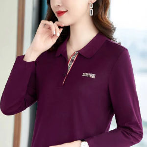 Áo Thun Polo Tay Dài Cổ Polo Thời Trang Mùa Thu Cho Nữ Áo Thun Thường Ngày Áo Thun Thoải Mái Áo Thun Phong Cách Hàn Quốc