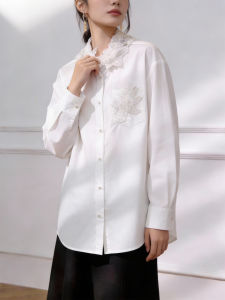 QINGNAER | French Elegance High-End Spring Lace Collar Long Sleeve Shirt