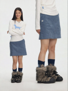 JNXS | Retro Double Button Adjustable Waist Mid-skirt