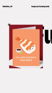 Cute Shrimp Sushi Love Card Funny Sweet Gift Card Kawaii Greeting Card