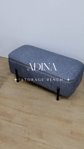 CHF ADINA Modern Upholstered Storage Bench/Fabric Pet Friendly/Powder Coated Metal Easy Clean-GreyLight BrownCream