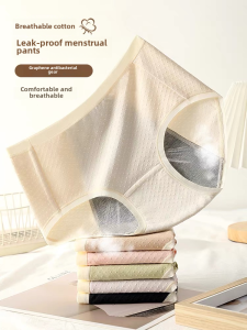 Comfortable Cotton Mid-Waist Briefs for Women Plus Size Leak-Proof Menstrual Underwear Breathable Everyday Shorts