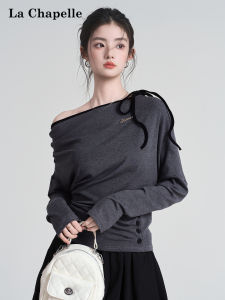 La Chapelle | Off-Shoulder Long Sleeve Design T-Shirt Slim Short