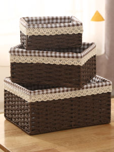 Home Use Wicker Basket Cosmetic Mask Storage Box Desktop Tea Table Toy Snack Organizer Handmade Paper Weaving Basket