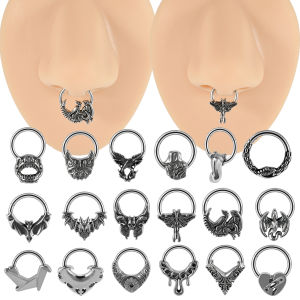 1PC Stainless Steel Silvery Style Skull 16G Septum Hoop Ring Nose Clicker Tragus Helix Daith Earring Piercing Body Jewelry