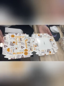 100Pcs Printed Burger Boxes Self-Fold Disposable  Eco Friendly  For Takeout