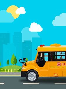 1pc-inertia Kids School Bus Toy Car Model with Open Doors - Back Force for Boys and Girls Christmas gifts