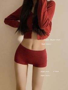 Red Cotton Underwear Womens Antibacterial Full Cotton Crotch mid High Waist Breathable Ladies Boxer Shorts Annual Red Thread