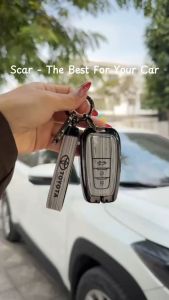 Ốp chìa khóa Toyota Cross Corolla Altis Camry Ốp Hợp Kim phồi Vân gỗ màu xám và nâu sang trọng