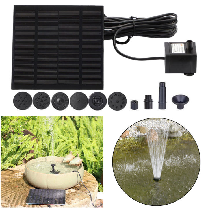 1.2W Solar Water Pump Kit 200L/h with 6 Nozzles Solar Fountain Lift ...