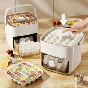 2-Layer Ice Cube Tray with Lid Large Capacity & Space-Saving Perfect for Small Freezers. Easy Make & Store.