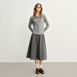 DUSHU | Knitted Two-Piece Look Cardigan Slim Fit Spring Autumn Wear