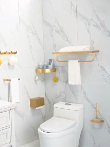 [OKLIFE. ]Gold Aluminum Bathroom  Bathroom Accessories Set Towel Rack