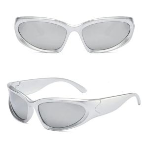 Y2K sunglasses for men and women cyberpunk glasses technological and high-end sunglasses silver riding goggles