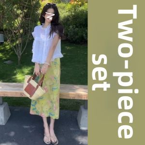PEIZIXUAN | Summer Beautiful Green Floral Skirt