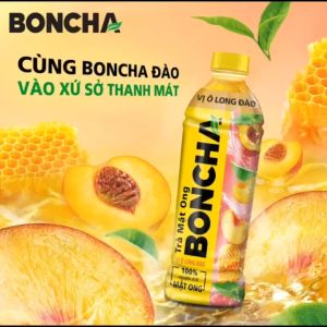 BONCHA Honey Tea Peach Flavor 6-Pack 450ml Bottles - Healthy Fruit Drink