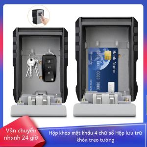 Chìa Khóa Kim Loại Hộp An Toàn 4 Chữ Số Mật Khẩu Treo Tường Chống Nước Chống Trộm An Ninh Bảo Quản Hộp Khóa Cho Gia Đình Tổ Chức