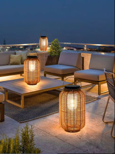 GAOBIGEGE | Outdoor Solar Garden Lantern Japanese Wicker Hanging Light Balcony Mood Light