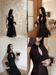 Stylish Seductive Black Sleeveless Halter Top