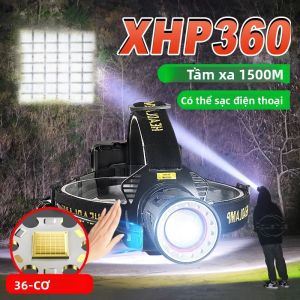 Đèn Pha LED 6000000LM XHP360 Cảm Biến USB Có Thể Sạc Lại Đèn Pha Mạnh Mẽ Để Cắm Trại Câu Cá - Đèn Lồng Đầu Chống Nước