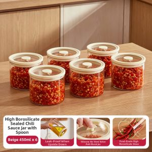 YYIEDERNG | High Borosilicate Glass Sealed Storage Jars for Chili Sauce and Preserves