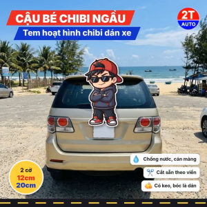Tem Dán Xe Cậu Bé Chibi Cực Ngầu Đeo Kính Đen Sticker Hoạt Hình Dán Ô Tô Xe Máy Chống Nước