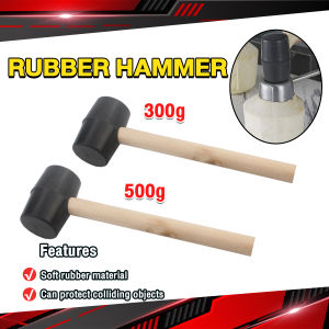 LoviRa 300g & 500g Black Rubber Mallet Hammer with Wood Handle