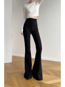 Quần Ống Rộng Cạp Cao Mùa Hè Cho Nữ Cao 175cm Quần Ống Loe Màu Đen Quần Dài Thường Ngày Cạp Cao Quần Ống Rộng