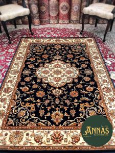 พรมพรีเมียม พรมเบลเยี่ยมแท้ๆ พรมเปอร์เซีย annas ART.SILK 100% VISCOSE ขนาด 100x140 cm สีน้ำเงินสวย เป็นพรมบาง