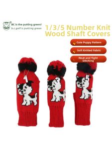 B·C·GOLF | Knitted Cartoon Pattern Red Golf Club Head Cover 1/3/5 Wood