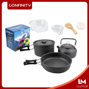 CONFINITY Picnic Camping Cookware Ultra-Light Portable Outdoor Water Kettle Pan Pot Travel Aluminum Cooking Kits Utensils Hiking Picnic