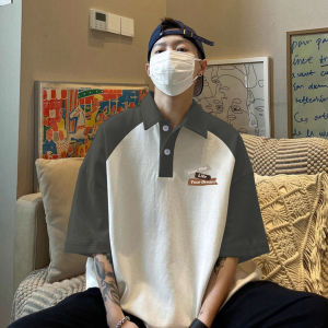 Pure Cotton Short Sleeve Polo Shirt Mens Summer New Fashion Brand Color Block Collar Half Sleeve Body T-Shirt Upper Apparel