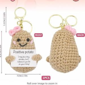 New Positive Potato Fun Knitted Keychain Doll Pendant Creative Gift Key Ring Toy Soft Plush Material Quality Craftsmanship