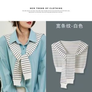 Đa Năng Khăn Choàng Dệt Kim Sọc Nữ Áo Thun Ngoài Bảo Vệ Cổ Mùa Xuân Mùa Thu Khăn Choàng Bọc Vai Kiểu Chữ K Viscose Sợi