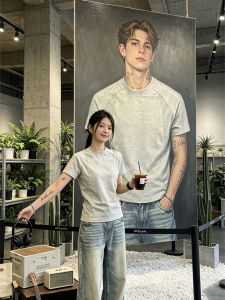 LIUBU | Sleek Gray Deconstructed Stitching Short Sleeve Boxy Fit Mens T-Shirt