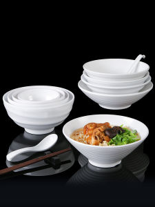 Melamine Commercial Noodle Bowl Imitation Porcelain Soup Bowl White Large Bowl Rice Noodles Wonton Maocai Spicy Hot Noodle Restaurant Dedicated Plastic Bowl