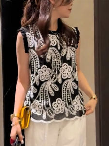 QINGNAER | Vintage Elegant Lace Embroidered Tunic Top