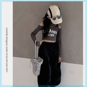 Girls Long Sleeve T-Shirt Hollow out Base Layer Shirt Spring Autumn Fashionable Inner Wear Bottoming Top Jazz Korean Style