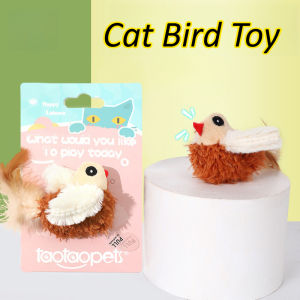 Plush Bird Cat Toy Simulation Bird Sound Cat Interactive Toy Feather Cat Teasing Toy Mainan Kucing