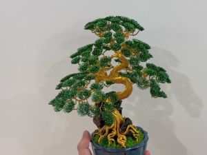 Bonsai handmade để bàn lá xanh