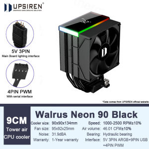 UPSIREN Walrus Neon 90 Digital 4 Heatpipe Direct Touch CPU Air Cooler high-performance fan supports INTEL LGA1851/1700 AMD AM5