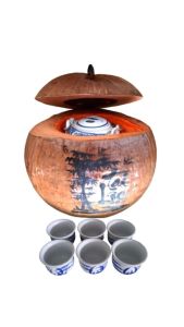 Bộ bình ủ trà trái dừa khắc chữ "Tài lộc" / Bình trà 04 - 09 lít / Giữ ấm 3 - 6 giờ / Sản phẩm sản xuất thủ công trứ danh xứ dừa Bến Tre